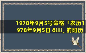 1978年9月5号命格「农历1978年9月5日 🕸 的阳历 🐡 是」